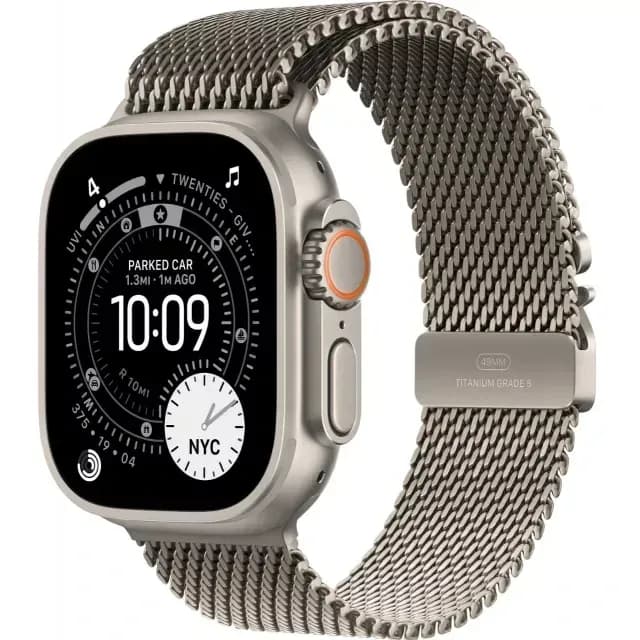 Apple Watch Ultra 3 49mm Natural Titanium case Titanium Milanese Loop Natural (M)