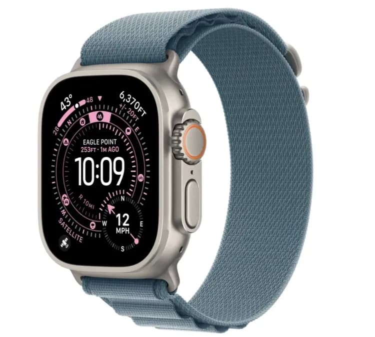 Apple Watch Ultra 3 49mm Natural Titanium case Light Blue Alpine Loop (M)