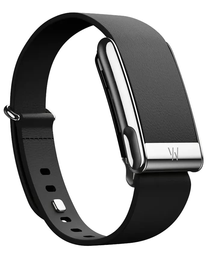 Кожаный люксовый ремешок для Whoop MG LeatherLuxe Straight Band (Black with Titanium) (Размер L)