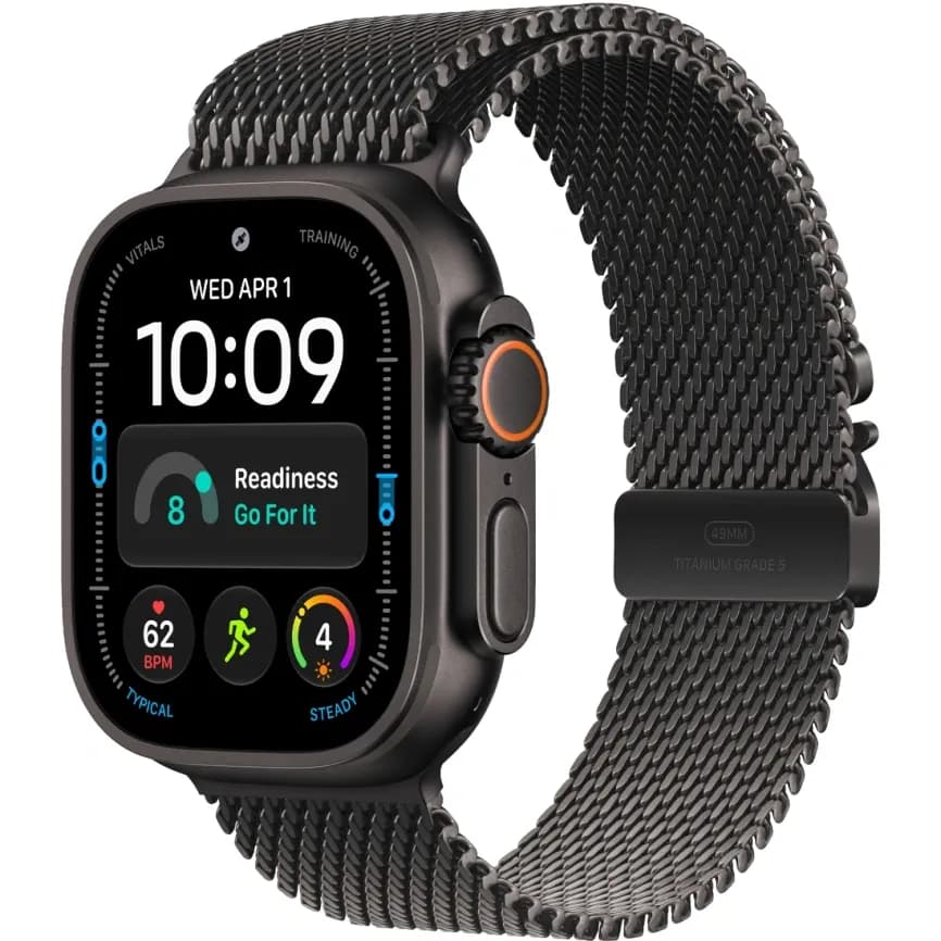 Apple Watch Ultra 4 (2026) 49mm Black Titanium case Titanium Milanese Loop Black (M)