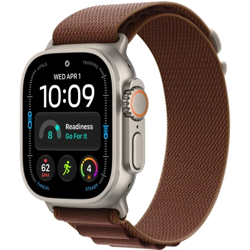 Apple Watch Ultra 4 (2026) 49mm Natural Titanium case Burgundy Alpine Loop (L)