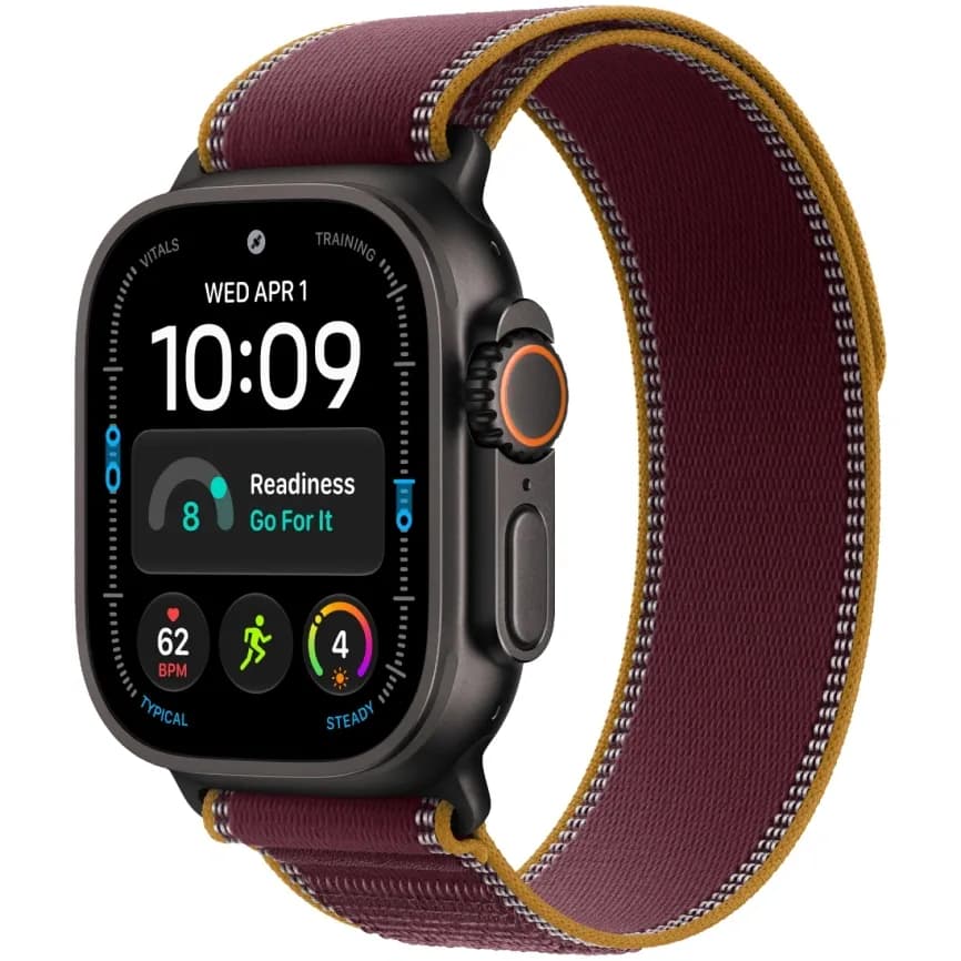 Apple Watch Ultra 4 (2026) 49mm Black Titanium case Burgundy Trail Loop (M/L)