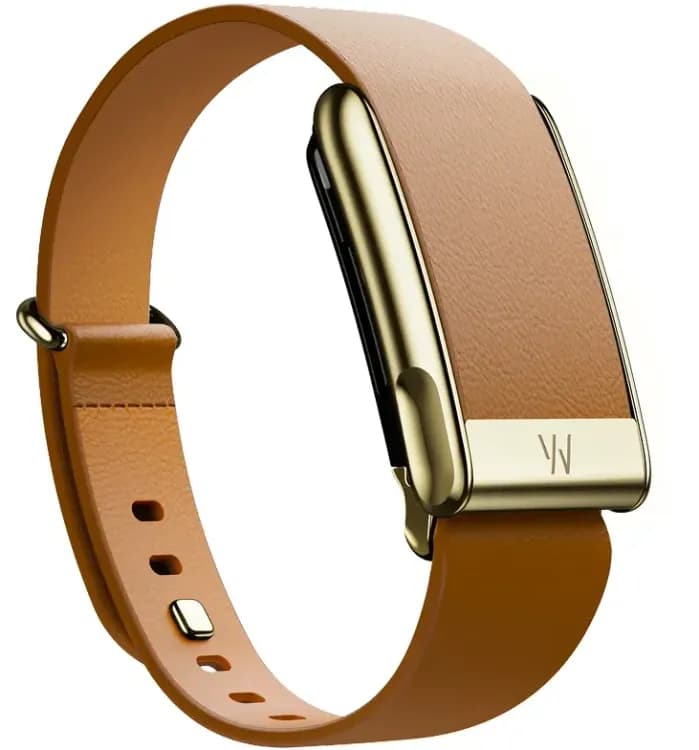 Кожаный люксовый ремешок для Whoop MG LeatherLuxe Straight Band (Camel with Gold)