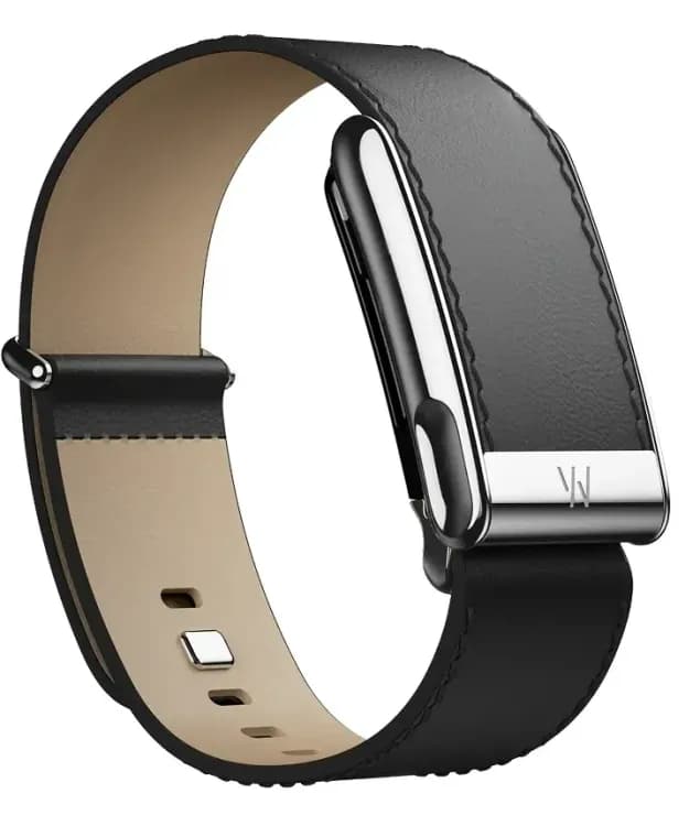 Кожаный люксовый ремешок для Whoop MG LeatherLuxe Straight Band (Black/Cream with Titanium)( размер L)