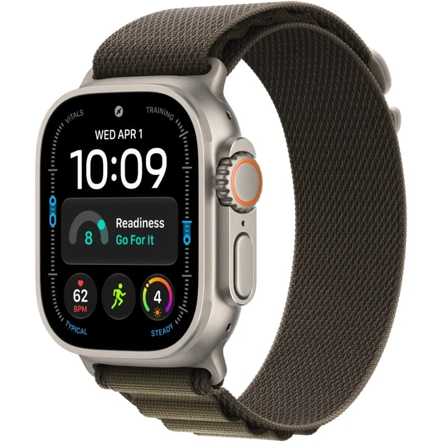 Apple Watch Ultra 4 (2026) 49mm Natural Titanium case Dark Olive Alpine Loop (L)